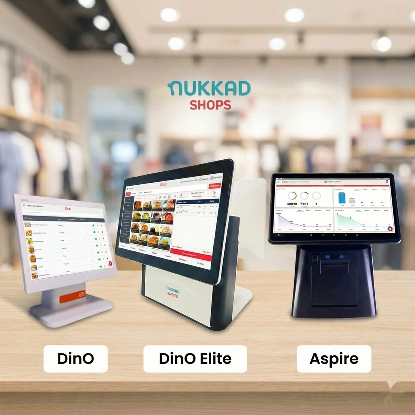 NukkadShops Android POS device lineup for restaurants