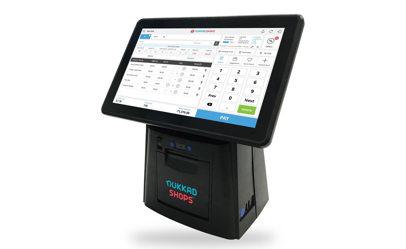NukkadShops Retail POS billing machine with GST billing screen