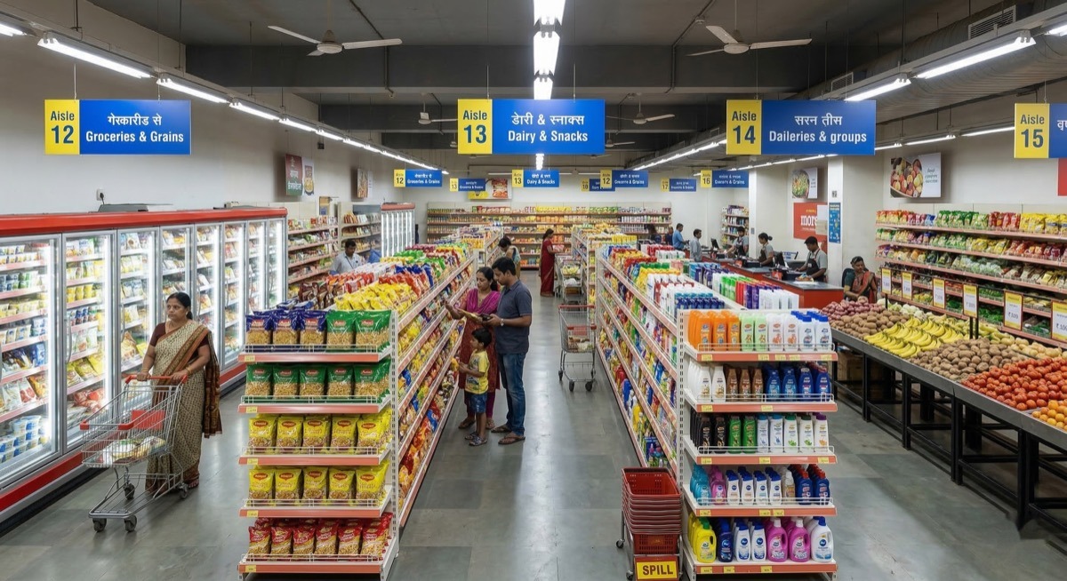 Supermarket aisles running on NukkadShops POS